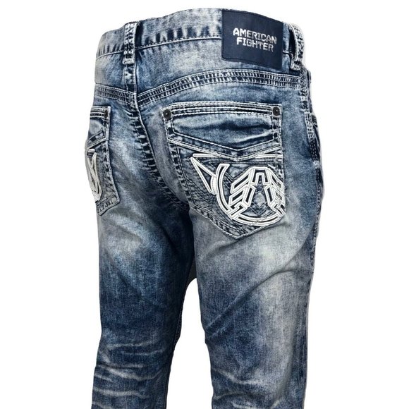 AMERICAN FIGHTER Men Denim Jeans LEGEND REVEL BRON - Picture 3 of 12